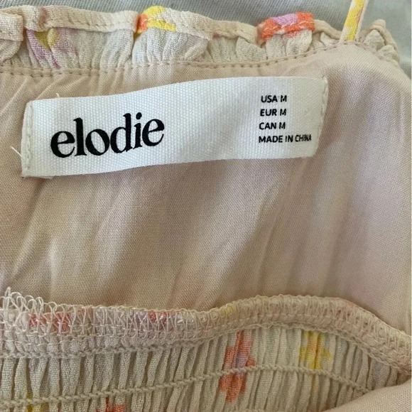 Elodie Floral Mini Dress M 90’s Y2K Spaghetti Tie Straps Peach Color Girlcore - Picture 6 of 11